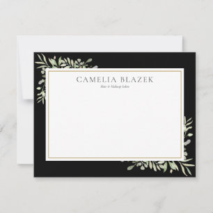 Carte De Correspondance Simple Végétal Aquarelle Noir Blanc