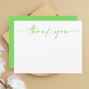 Carte De Correspondance Simple Vert & Blanc Remerciement Minimaliste Moder
