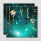 Carte De Correspondance Skeleton Keys on Green Background (Devant / Derrière)