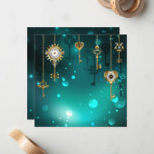 Carte De Correspondance Skeleton Keys on Green Background (Devant/Arrière en situation)