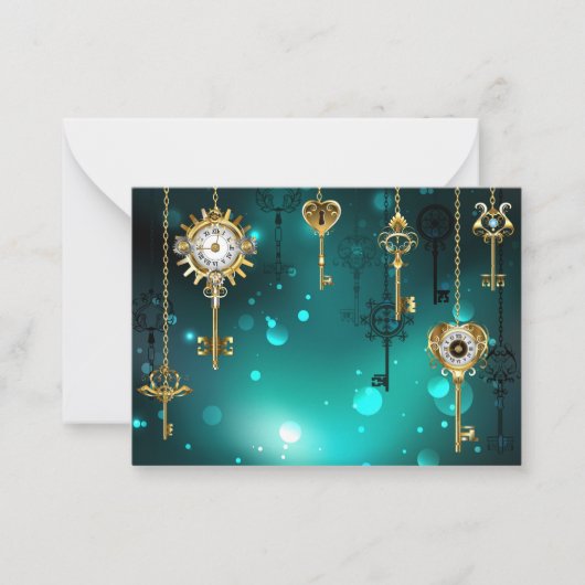 Carte De Correspondance Skeleton Keys on Green Background (Devant)
