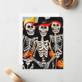 Carte De Correspondance Skeletons d'Halloween (Devant/Arrière en situation)