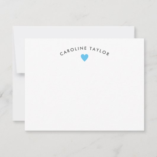 Carte De Correspondance Sky Blue Heart & Pois Preppy mignonne (Devant)