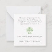 Carte De Correspondance Small Thank You Irish Celtic Knot Funeral (Dos)