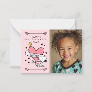 Carte De Correspondance Snoopy et Woodstock Sketch Heart Saint-Valentin