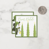Carte De Correspondance Snowman Avec Vert Et Étoiles (Devant/Arrière en situation)