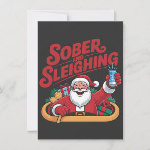 Carte De Correspondance Sobre et traîneau sobre Santa sobriété Noël