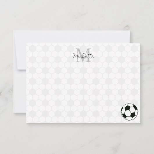 Carte De Correspondance Soccer Balls Black and White Custom Monogram (Devant)