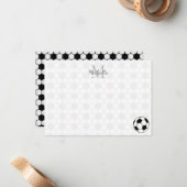 Carte De Correspondance Soccer Balls Black and White Personalized Monogram (Devant/Arrière en situation)