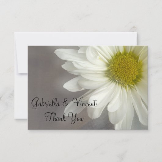 Carte De Correspondance Soft White Daisy sur Grey Mariage Merci Notes (Devant)