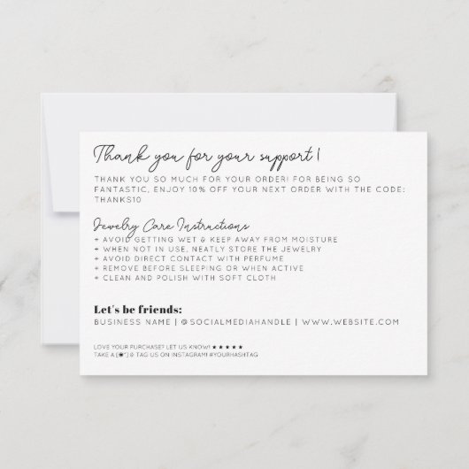 Carte De Correspondance Soins Bijoux En Merci Beige (Dos)