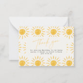 Carte De Correspondance soleil 1er anniversaire soleil jaune merci (Dos)