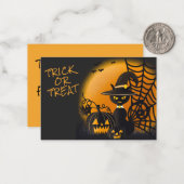 Carte De Correspondance Sorcières éffrayantes de chats noirs Casquette Hal (Devant/Arrière en situation)