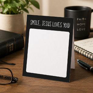 Carte De Correspondance Sourire, Jésus vous aime Noir et Blanc