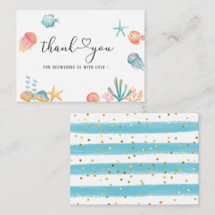 Carte De Correspondance Sous le baby shower Sea Ocean Watercolor