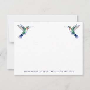 Carte De Correspondance Souvenir de la citation de colibri d'aquarelle