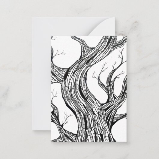 Carte De Correspondance Spooky Abstract Tree Pen Drawing Art (Devant)