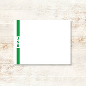 Carte De Correspondance Sportive Vertical Stripes Monogramme Vert Blanc Me
