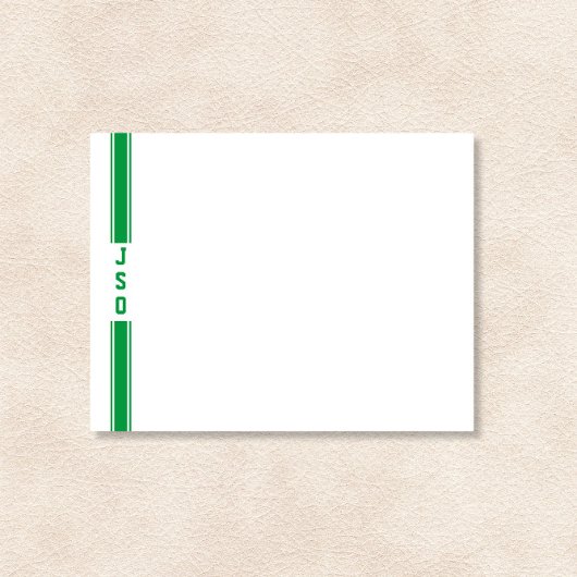 Carte De Correspondance Sportive Vertical Stripes Monogramme Vert Blanc Me