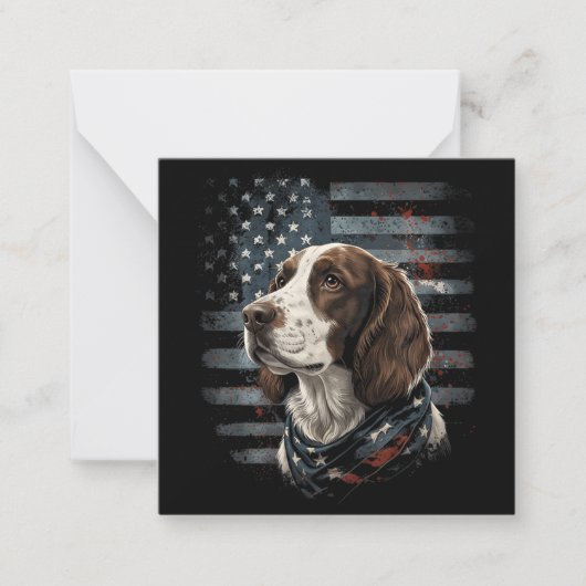 Carte De Correspondance Springer Spaniel Chien Drapeau Américain (Devant)
