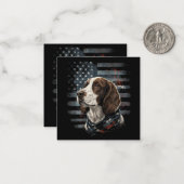 Carte De Correspondance Springer Spaniel Chien Drapeau Américain (Devant/Arrière en situation)