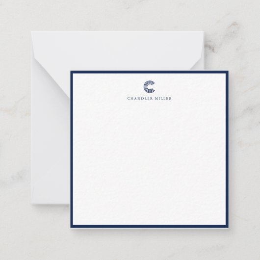 Carte De Correspondance Square Modern Navy Blue Border Custom Stationery (Devant)