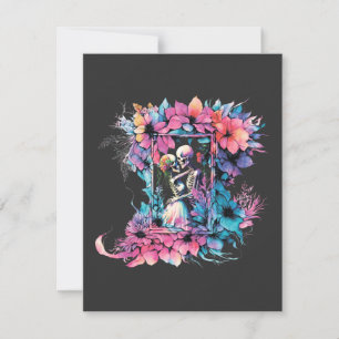 Carte De Correspondance Squelettes amoureux. Un bouquet de fleurs.