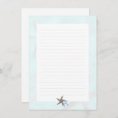 Carte De Correspondance Starfish on Light Blue, Lined Blank (Devant / Derrière)