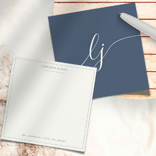 Carte De Correspondance Stationerie personnalisée Simple Script Navy Ivory