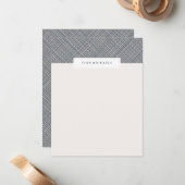 Carte De Correspondance Stationery Crosshatch - Marine (Devant/Arrière en situation)