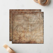 Carte De Correspondance Steampunk Globe Travel Journal Papier (Devant/Arrière en situation)