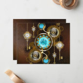 Carte De Correspondance Steampunk Rusty Background (Devant/Arrière en situation)