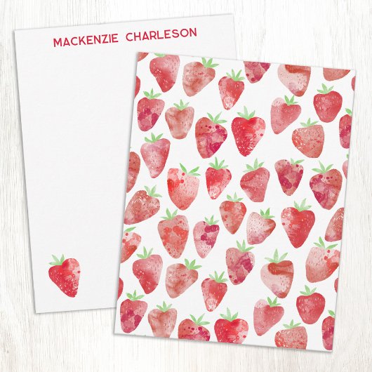 Carte De Correspondance Strawberry Watercolor Personalized