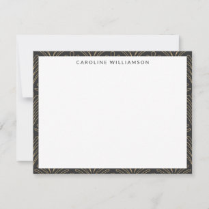 Carte De Correspondance Style Art Déco Line Art Noir Nom personnalisé