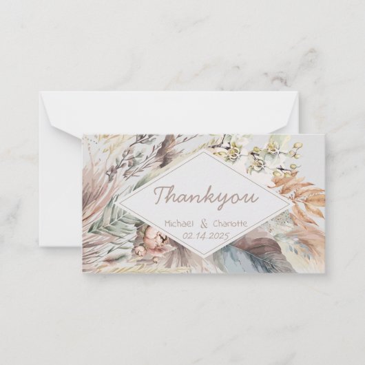 Carte De Correspondance Style Boho Merci (Devant)