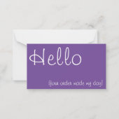 Carte De Correspondance Style Hello violet & blanc Merci de remise (Devant)