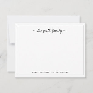 Carte De Correspondance Style moderne Bordure famille papeterie