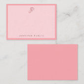 Carte De Correspondance Stylish Blush Pink Template Calligraphy Monogram (Devant / Derrière)