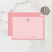 Carte De Correspondance Stylish Blush Pink Template Calligraphy Monogram (Devant/Arrière en situation)