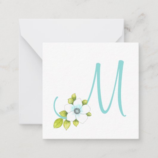 Carte De Correspondance Stylo Aquarelle Anémonique Blanc et Fleur Aquarell (Devant)