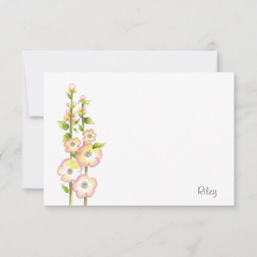 Carte De Correspondance Stylo et aquarelle Hollyhocks (Devant)