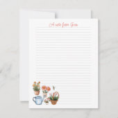 Carte De Correspondance Summer Gardening Lined Personal Note Paper (Devant)
