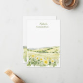 Carte De Correspondance Sunflower Fields Landscape (Devant/Arrière en situation)