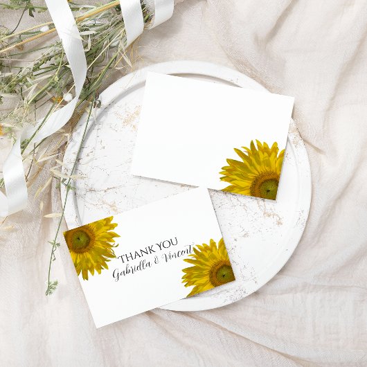 Carte De Correspondance Sunflower Mariage Flat Merci Notes
