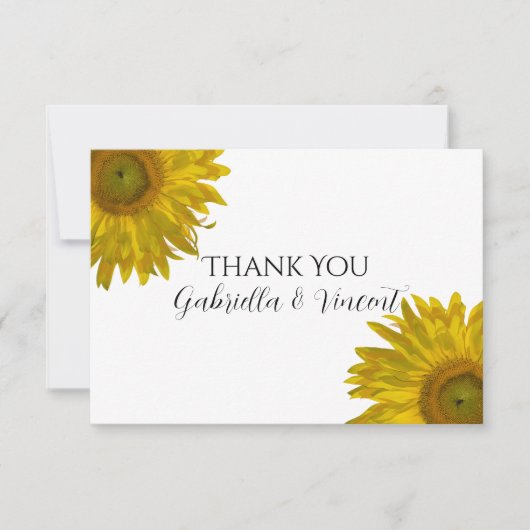 Carte De Correspondance Sunflower Mariage Flat Merci Notes (Devant)