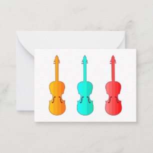Carte De Correspondance Super coloré violons trio Flat Note Card