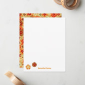 Carte De Correspondance Super Retro Orange Hippie Fleurs Motif (Devant/Arrière en situation)