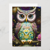 Carte De Correspondance Superbe Chouette d'hiver complexe faite d'Ornat (Devant / Derrière)