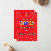 Carte De Correspondance Superhero Valentine’s Day Card (Devant/Arrière en situation)