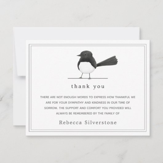 Carte De Correspondance Sweet Bird - Merci funéraire simple et élégant (Devant)